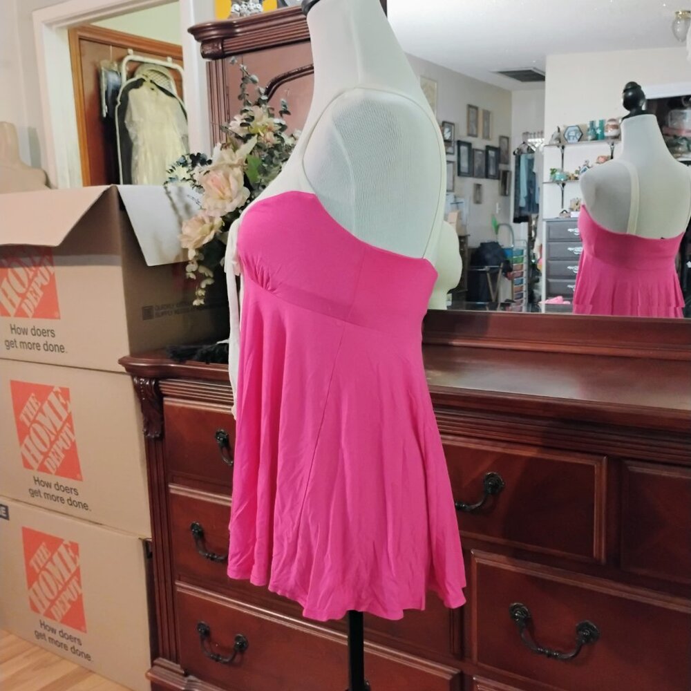 Pink & White Sleeveless Draped Cotton Blouson - Picture 2 of 5